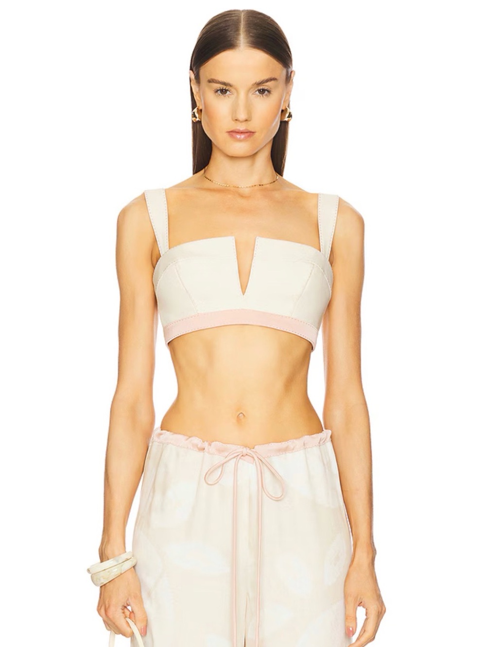 NWT ALEXIS West Top in Pearl White Pink Trip Crop Top XS